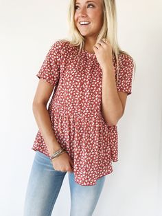 Floral Babydoll Top | ROOLEE Look Hippie Chic, Floral Babydoll Top, Modest Tops, Floral Print Shirt, Womens Tops Summer, Inspiration Mode, Mode Inspiration, Looks Vintage, My Dream Closet