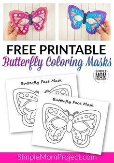 butterfly coloring mask with free printables for kids to color and make them look like they