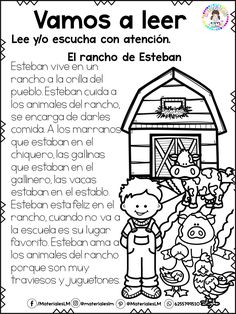 spanish worksheet for children to learn about the farm