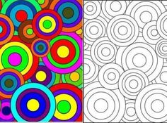 a coloring book page with circles in different colors and the same pattern as it appears to be