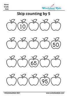 worksheet for numbers 1 to 10 with an image of apples and numbers on them