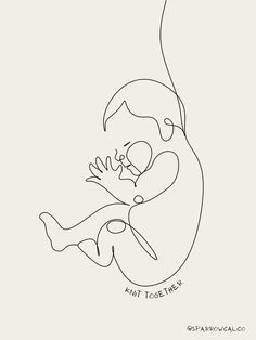 a black and white drawing of two people holding each other