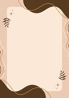 an abstract frame with leaves and swirls in the center on a beige background illustration