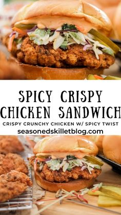 crispy chicken sandwich made at home and just as good as seasoned skillet burgers