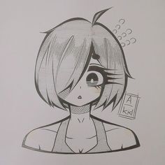 a drawing of a girl with her eyes closed