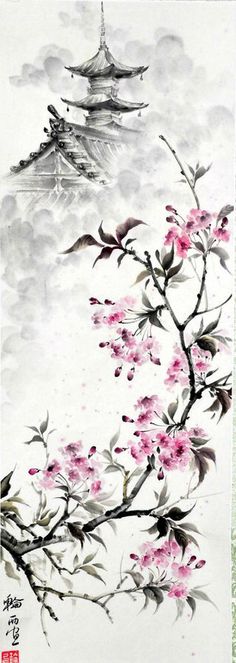 Japanese Sakura Wallpaper, Japanese Sakura Art, Sakura Painting, Art Chinois, Japanese Sakura, Japanese Artwork, Japon Illustration, 수채화 그림, Art Japonais