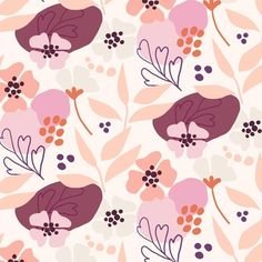 an abstract floral pattern with leaves and berries