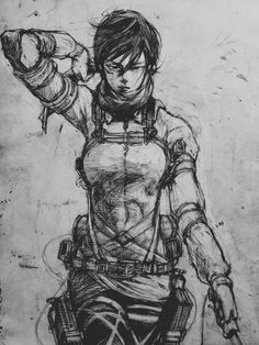 Mikasa As A Titan, Mikasa Ackerman Drawing, Attack On Titan Sketch, Mikasa Drawing, Mikasa Sketch, Mikasa Ackerman Fanart, Mikasa Fanart, Sketches People, Aot Mikasa