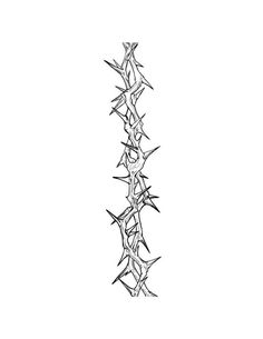 a black and white drawing of a chain link fence with spikes on it's sides