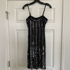 Handmade Black And Silver Sequin Spaghetti Strap Dress. Brand New, Never Worn. In Very Good Condition, A Few Minor Pulls (See Pics For Examples). Women’s Size 2p. Smoke-Free And Pet-Free Home. Silk Formal Dress, Jacket Dress Set, Gold Midi Dress, Dresses Handmade, Silk Evening Gown, Embellished Cocktail Dress, Pink Sequin Dress, Beaded Maxi Dress, Blue Sequin Dress