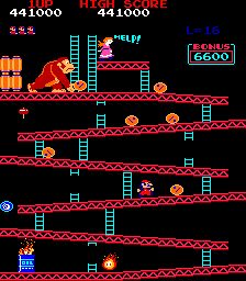 an old - school video game with donkey kong and other characters on the screen,