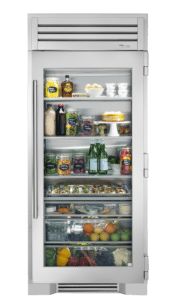 an open refrigerator filled with lots of food and drinks on top of it's doors