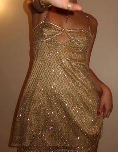 Glitter Slip Dress, College Formal Dresses, Gold Dress Outfits, Unique Hoco Dresses, Gold Slip Dress, Birthday Dress 21st, 18th Birthday Outfit, Embellished Mini Dress, Nye Dress