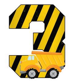 the letter c is made up of construction trucks and black and yellow striped stripes on it