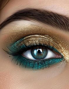 Vacation Eye Makeup, Peacock Color Makeup, Makeup For A Teal Dress, Jewel Tone Eyeshadow, Tropical Eye Makeup, Western Eyeshadow Looks, Cowgirl Eye Makeup, Green Makeup Blue Eyes, Turquoise Eyeshadow Looks