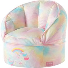 a pastel colored unicorn bean bag chair