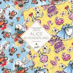 alice and the wonderland tea party paper pad with various designs on it, including an image of