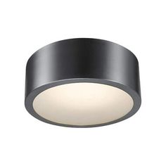 a black ceiling light with a white light on the bottom and one light in the middle