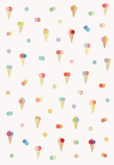 an art print with ice cream cones and polka dots on the background in white paper