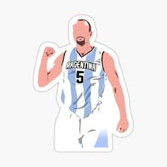 a sticker of a basketball player with the number five on his shirt and shorts