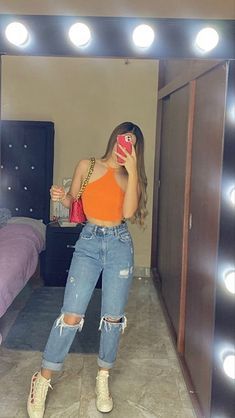 Orange Cute Outfits, Outfit Ideas Fresa, Outfits Buchonas, Buchi Fresas, Buchi Fresa Outfits, Ootd Buchifresa, Outfits Buchi Fresa, Fresa Outfit