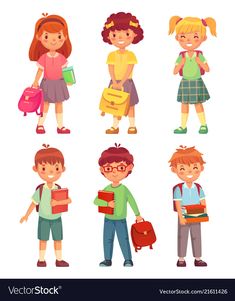 children with school bags and backpacks