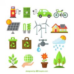 an image of various things that can be used to make a green energy poster or wall hanging