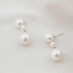 Brand New / Never Worn; Classic Pearl Drop & Silver Earrings By Amelie George. Simple Wedding Earrings Silver, Simple Wedding Earrings, Pearl Wedding Earrings, Silver Earrings Wedding, Bridal Earrings Studs, Pearl Bridal Jewelry, Pearl Earrings Wedding, Pearl Bridal, Pearl Wedding