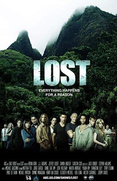 the lost movie poster with many people standing in front of trees and mountains, all looking at something