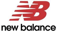 the new balance logo is shown in black and red, with white letters on it