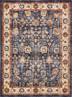 Light Blue 9' x 12' 2 Eden Rug | Rugs.com Navy Vintage Rug, Blue Persian Rug, Blue Orange Persian Rug, Persian Rug Navy, Dark Blue Persian Rug, Blue Arabian Rug, Persian Rug, The Light, Eden