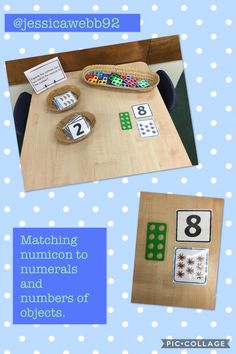 a table with numbers and dices on it for kids to play in the classroom