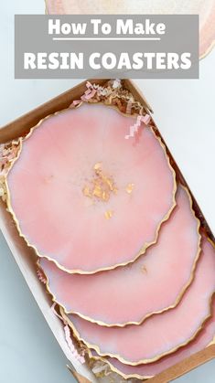 how to make resinin coasters in pink and gold