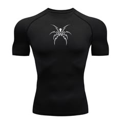 a black shirt with a white spider on it