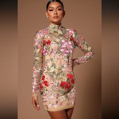 Beautiful Sheer/Mesh Floral Embroidered Dress. New, Never Worn Without Tags Sheer Embroidered Dress, Cute Cocktail Dresses, Mini Dress Long Sleeve, Embroidered Mini Dress, Embroidered Pants, Lace Pants, Purple Mini Dresses, Crochet Mini Dress, Floral Embroidered Dress