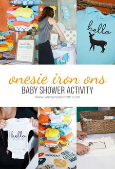 a baby shower party with onesie iron ons