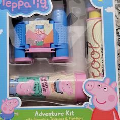 peppa pig adventure kit with toothbrush, tube and flashlight