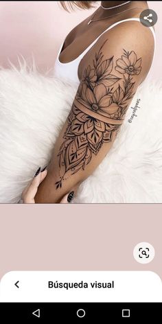 a woman's arm with flowers on it and the words busqueda visual