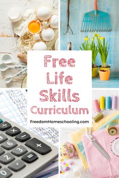 a collage of photos with the words free life skills