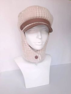 Beige Warm Wool Women Winter Visor Hat With Earflaps Modern - Etsy Ukraine Windproof Hats With Ear Flaps For Fall, Winter Outdoor Brimmed Bonnet, Warm Brimmed Bonnet For Cold Weather, Warm Bonnet With Ear Flaps, Winter Bonnet With Ear Flaps, One Size Fits Most, Winter Beige Brimmed Bonnet, Brimmed Beige Winter Bonnet, Beige Brimmed Winter Bonnet, Beige Brimmed Bonnet For Winter