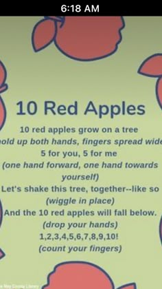 an image of a red apple poem on a cell phone screen with the text 10 red apples