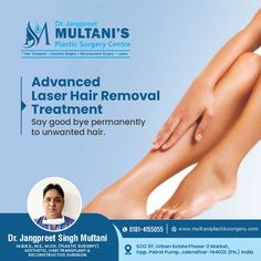 Say goodbye permanently to unwanted hair. Advanced Laser Hair Removal Treatment at 𝗠𝗨𝗟𝗧𝗔𝗡𝗜 𝗣𝗟𝗔𝗦𝗧𝗜𝗖 𝗦𝗨𝗥𝗚𝗘𝗥𝗬 𝗖𝗘𝗡𝗧𝗥𝗘 ―――――――― For more info: ☎️ : 0181-4155055 🌐 www.multaniplasticsurgery.com ―――――――― 📌Address: SCO 97, Urban Estate Phase-2 Market, Opp. Petrol Pump Jalandhar City Unwanted Hair