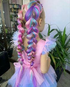 Festival Hair Braids, Unicorn Hair Color, Choppy Hairstyles, Beautiful Braided Hair, Barbie Hair, Hair Color Pastel, Unicorn Hair, Braids For Kids, Festival Hair