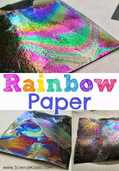 the rainbow paper is being made with foil and then it's cut into pieces