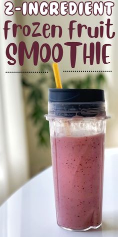 Easy 2-Minute 2-Ingredient Frozen Fruit Smoothie Smoothie Recipe With Frozen Fruit, Smoothies Made With Water, Non Milk Smoothies, Cool Whip Smoothies, Simple Smoothie Recipes 3 Ingredients, Easy Fruit Smoothie Recipes Simple, Smoothie Frozen Fruit Recipes, Easy Smoothies With Frozen Fruit, Simple Smoothies 3 Ingredients