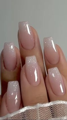 Nails Winter Nails Ombre, Classy Winter Nails, Bridesmaids Nails, Nails Ombre, Ombre Nails Glitter, Bridal Nails, Prom Nails