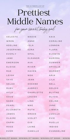 🩷 On the hunt for middle names for girls? These unique baby girl names are totally modern, but ridiculously pretty - and as a professional baby names writer, they're my top picks! 🩷 SAVE these cute middle names / baby girl middle names to come back to show your SO!