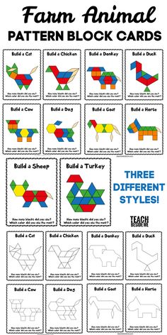 an animal pattern block card with instructions to make it for children's origami