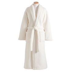 Make every day a spa day with this luxurious robe. Wonderfully plush and oh-so warm, it's available in a lovely natural ivory color. This beauty boasts a similar construction to our bestselling Sheepy Fleece 2.0, but it's even warmer and noticeably nubbier. Special details include a shawl collar, shirt hem, and generous patch pockets with an attached tie belt. Imported. 100% Polyester Closure: Ties  Grande: Fits Women sizing 14-18   Men size large/extra-large, ideal for height 6'+. Weight:2.30 l Cozy Shawl, Pine Cone Hill, Soft Robes, Fits Women, Sleepwear & Loungewear, Pine Cone, Collar Shirt, Ivory Color, Shawl Collar