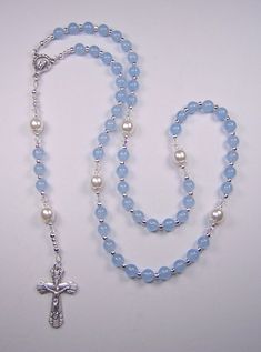 Girls Blue Jade 16 1/4 Rosary Catholic Genuine Sky Blue Jade & White Czech Pearl Beads Chica Católico Rosario Free Shipping USA - Etsy Canada Rosary Jewelry, Diy Jewelry Rings, Beaded Rosary, Blue Jade, Trendy Sewing, Catholic Rosary, Beaded Jewelry Tutorials, Rosary Catholic, Rosary Beads